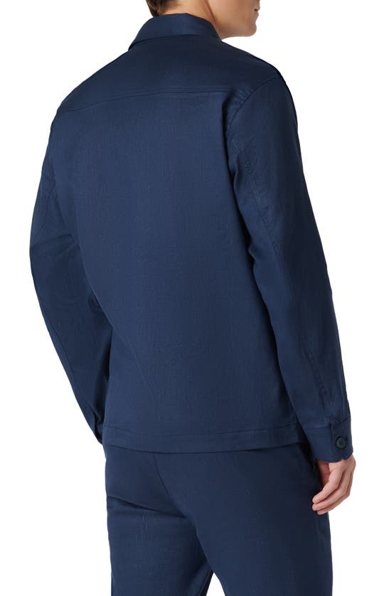 Shop Bugatchi Linen & Cotton Button-up Shirt Jacket In Navy