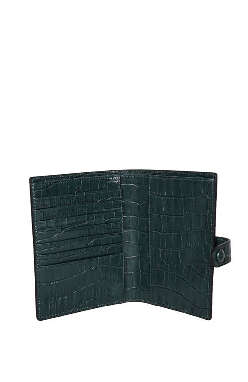 Shop Hyer Goods Upcycled Leather Passport Wallet In Forest Green Croc