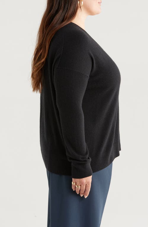 Nordstrom Cashmere V-neck Sweater In Black Rock