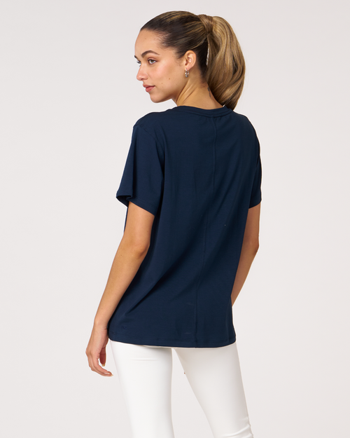 Rebody Active Rebody Essentials Oversized Short Sleeve Top In Navy