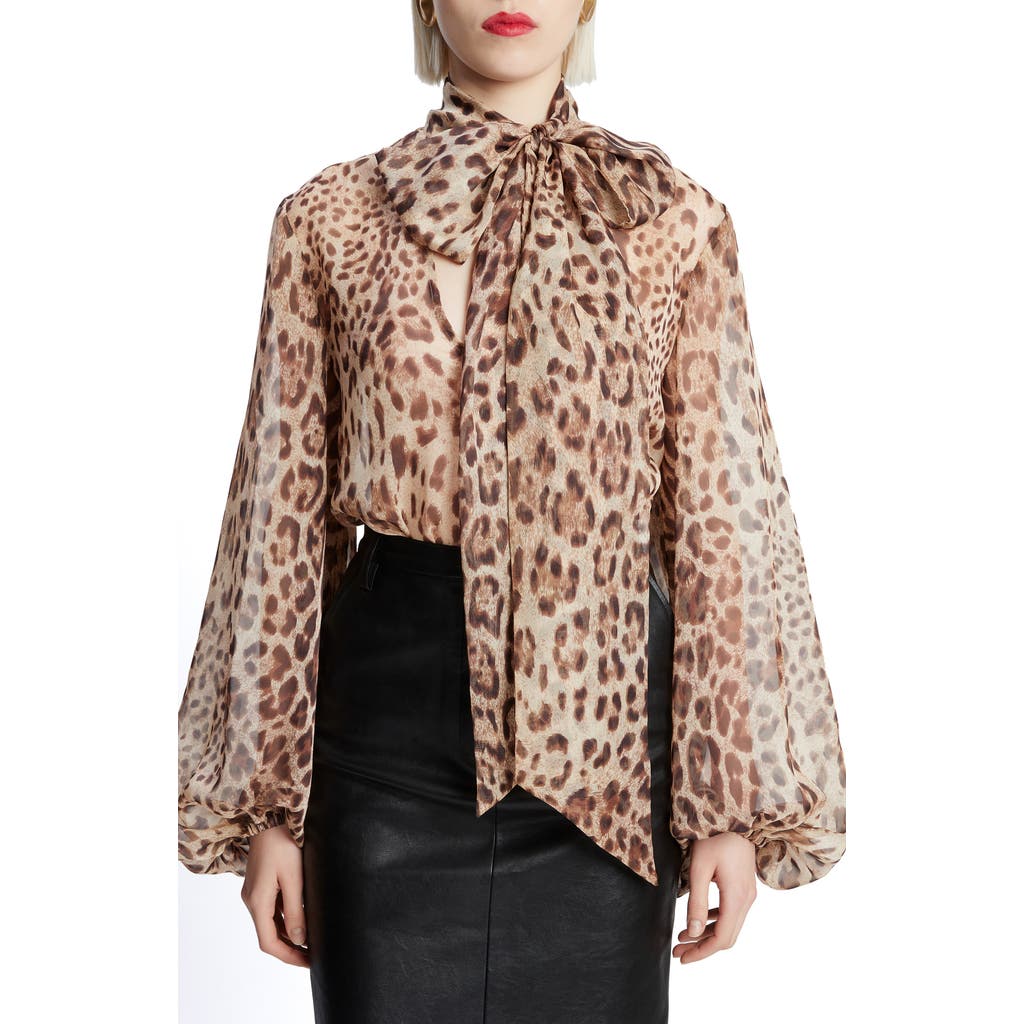 Bardot Solace Leopard Print Tie Front Shirt In B Leopard