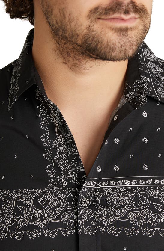Shop Johnny Bigg Paisley Bandana Print Cotton Button-up Shirt In Black
