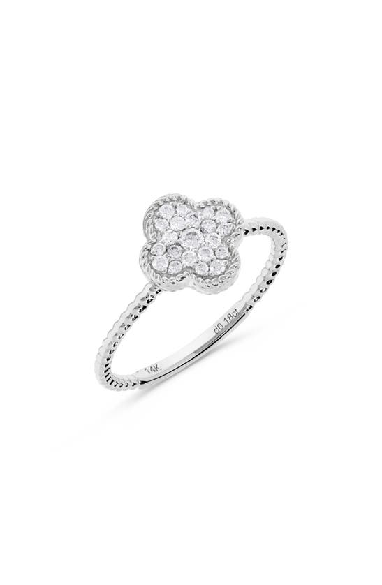 H.j. Namdar 14k White Gold Pavé Diamond Clover Ring In 14k White Gold