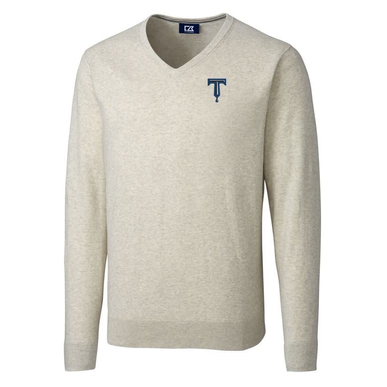 Shop Cutter & Buck Oatmeal Tulsa Drillers Lakemont Tri-blend V-neck Pullover Sweater