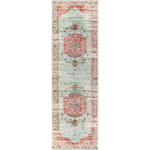 Jonathan Y Andalus Vintage Medallion Area Rug In Coral/ivory