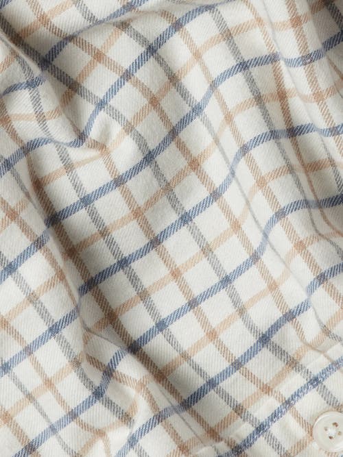 Shop Robert Talbott Pearce Brushed Plaid Shirt In Blue/tan/cream