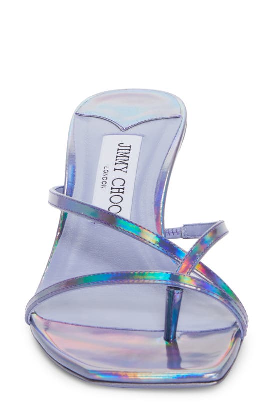 Shop Jimmy Choo Etana Iridescent Leather Sandal In Tanzanite