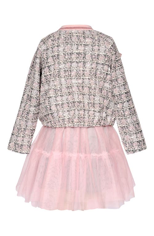 Shop Truly Me Kids' Tweed & Tulle Faux Two-piece Dress In Pink Multi