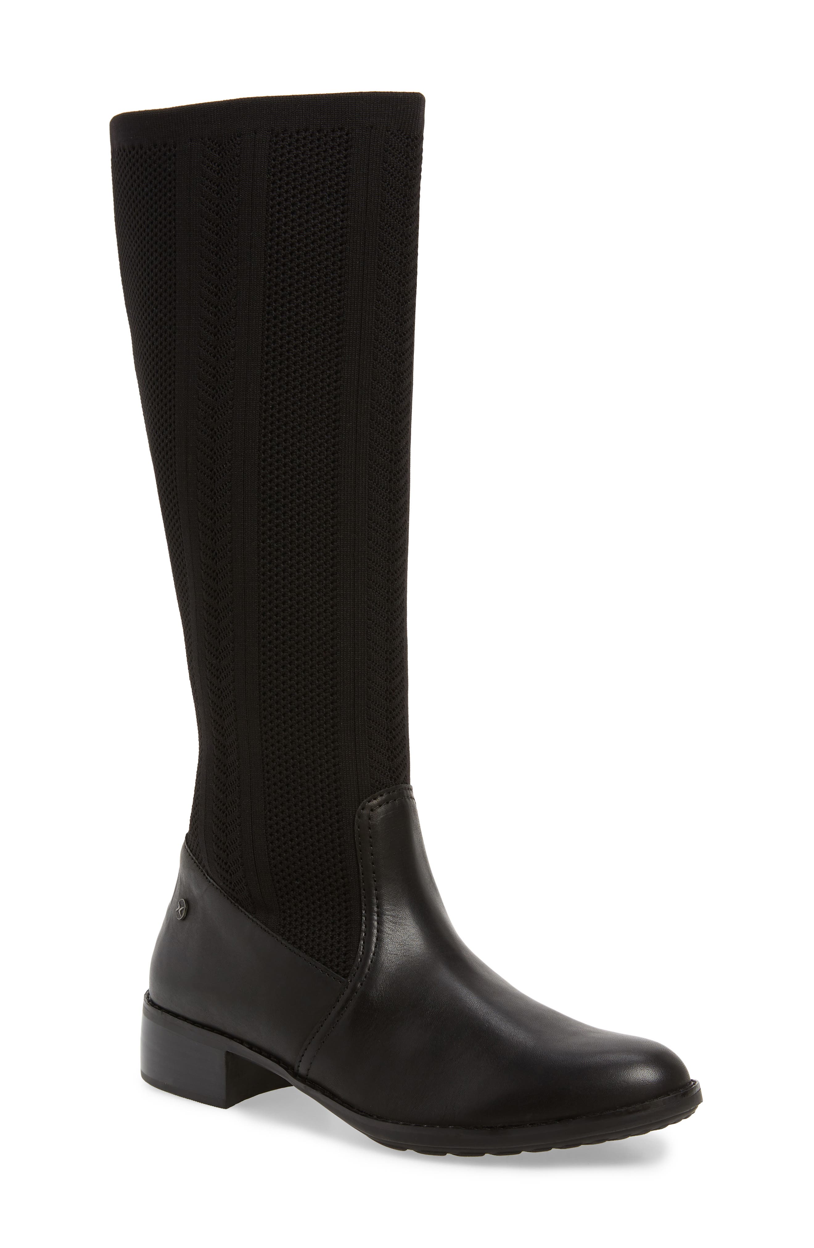 Aetrex Belle Sock Knit Shaft Boot, Black
