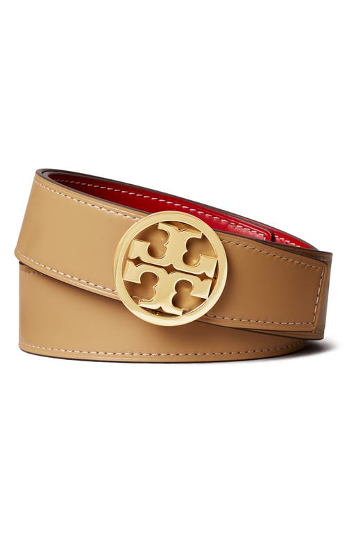 Tory Burch Miller Reversible Logo Belt In Tory Red/ginger/gold