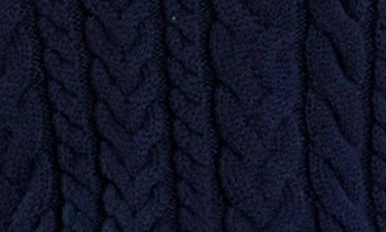 English Factory Quarter Zip Cable Knit Cotton Sweater In Navy