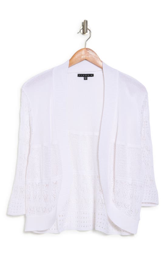 Tash And Sophie Elbow Sleeve Pointelle Cardigan In White