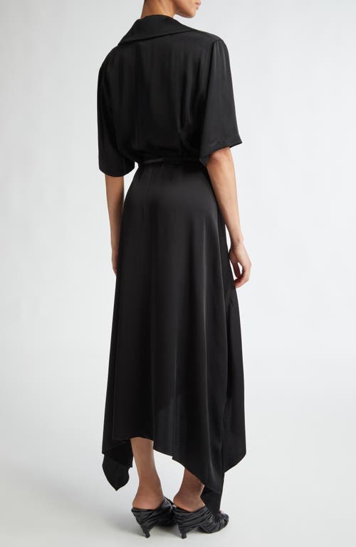 Shop Givenchy Voyou Belted Satin Midi Dress In Black