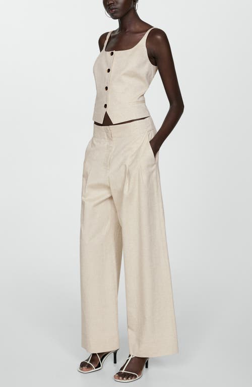 Mango Buttons Cotton Top Ecru In Light Beige