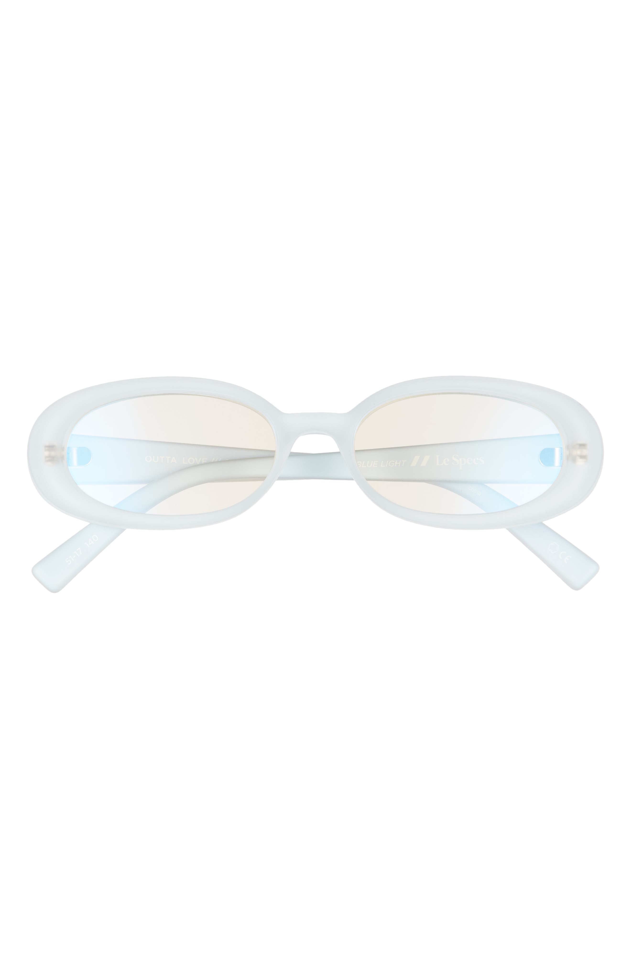 Le Specs Outta Love 45mm Small Blue Light Blocking Glasses in Powder Blue/Anti Blue Light at Nordstrom