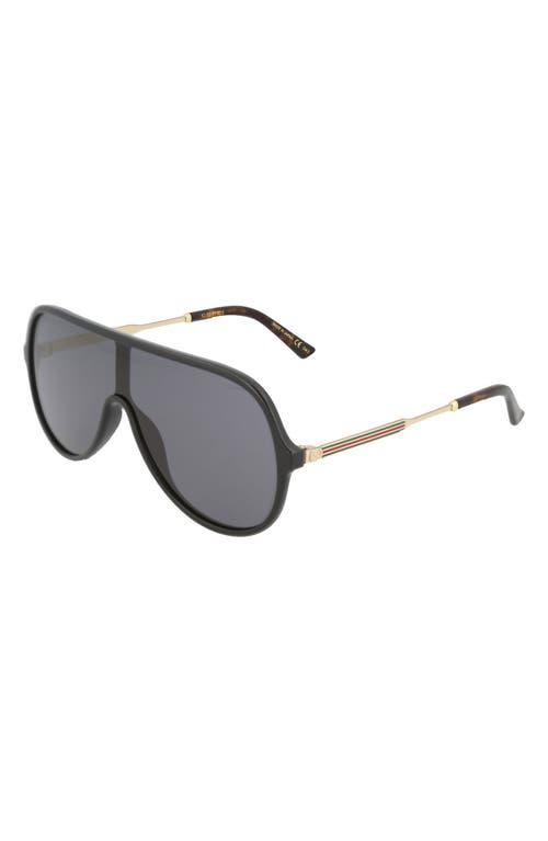 Gucci 60mm Wrap Sunglasses In Shiny Black | ModeSens display picture 1