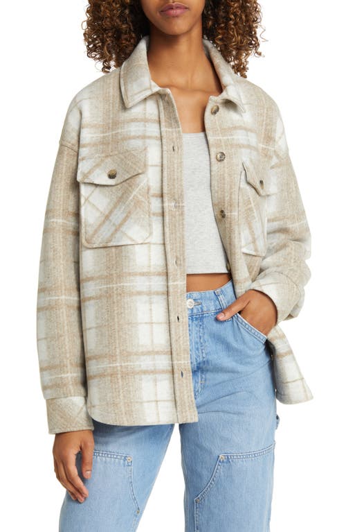 Plaid Shacket in Taupe Combo Plaid
