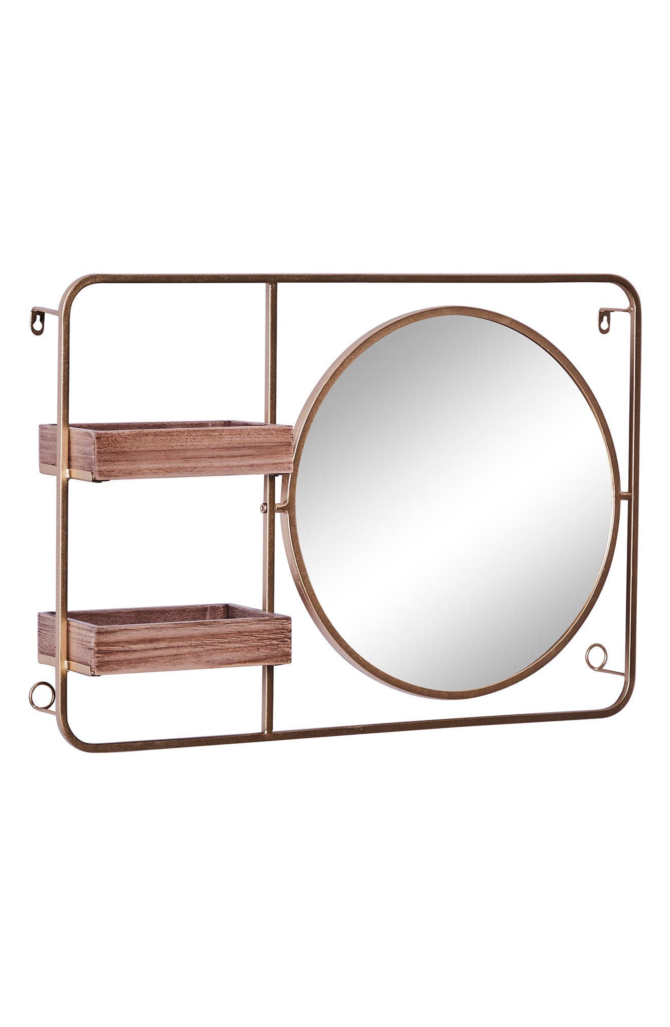 Willow Row Brown Iron Glam Wall Shelves & Mirror