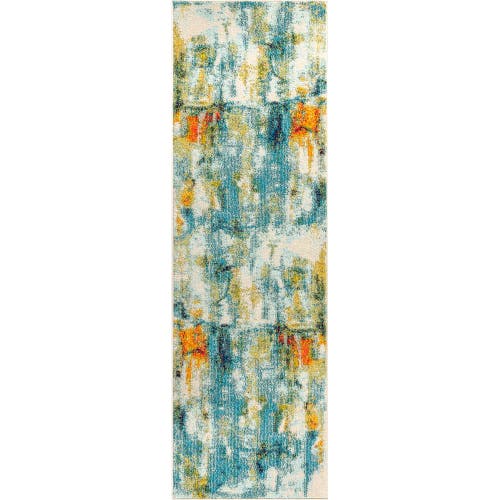 Jonathan Y Contemporary Pop Modern Abstract Waterfall Area Rug In Blue/cream