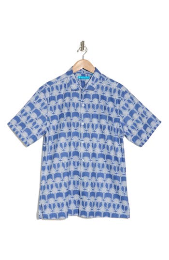 Shop Tori Richard Palm Adore Short Sleeve Button-up Camp Shirt In Freesia