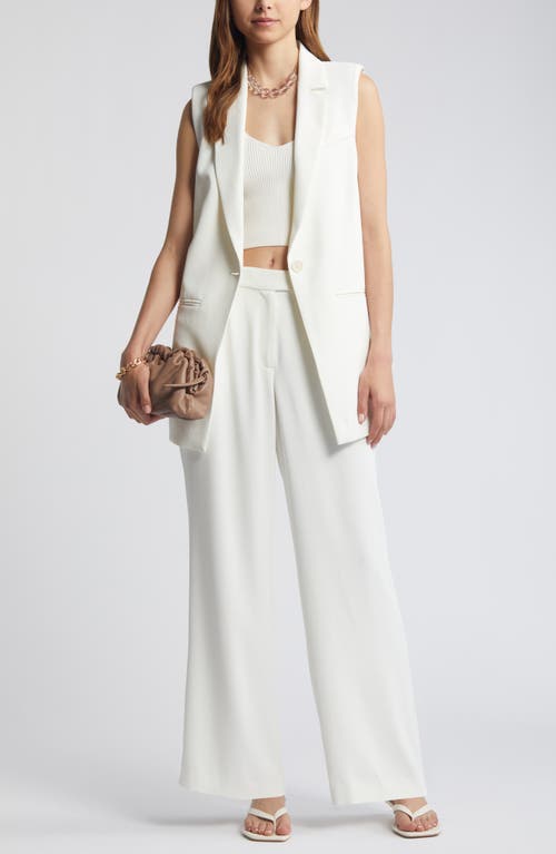 Open Edit Pleated Wide Leg Pants In Ivory Cloud