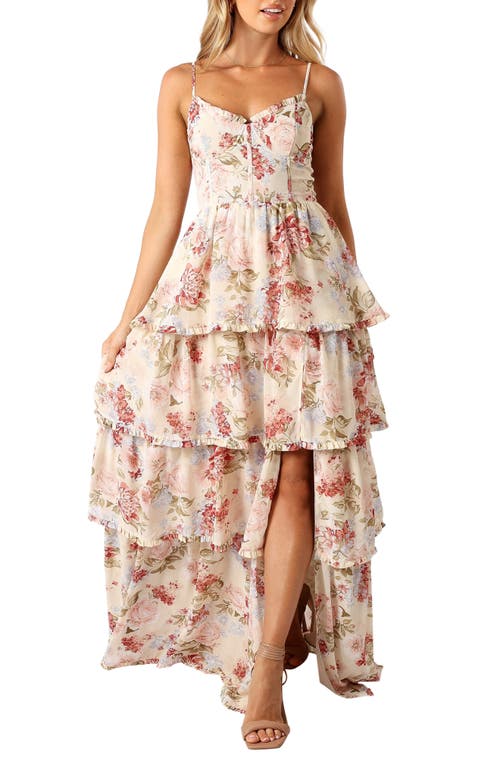 Petal & Pup Mito Floral Tiered Corset Gown Cream at Nordstrom,