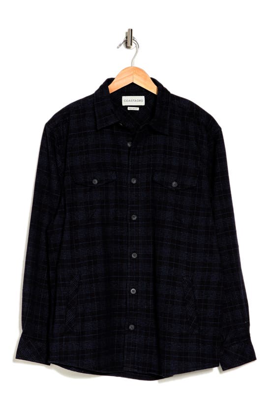 Coastaoro Iverness Plaid Flannel Shirt Jacket In Midnight