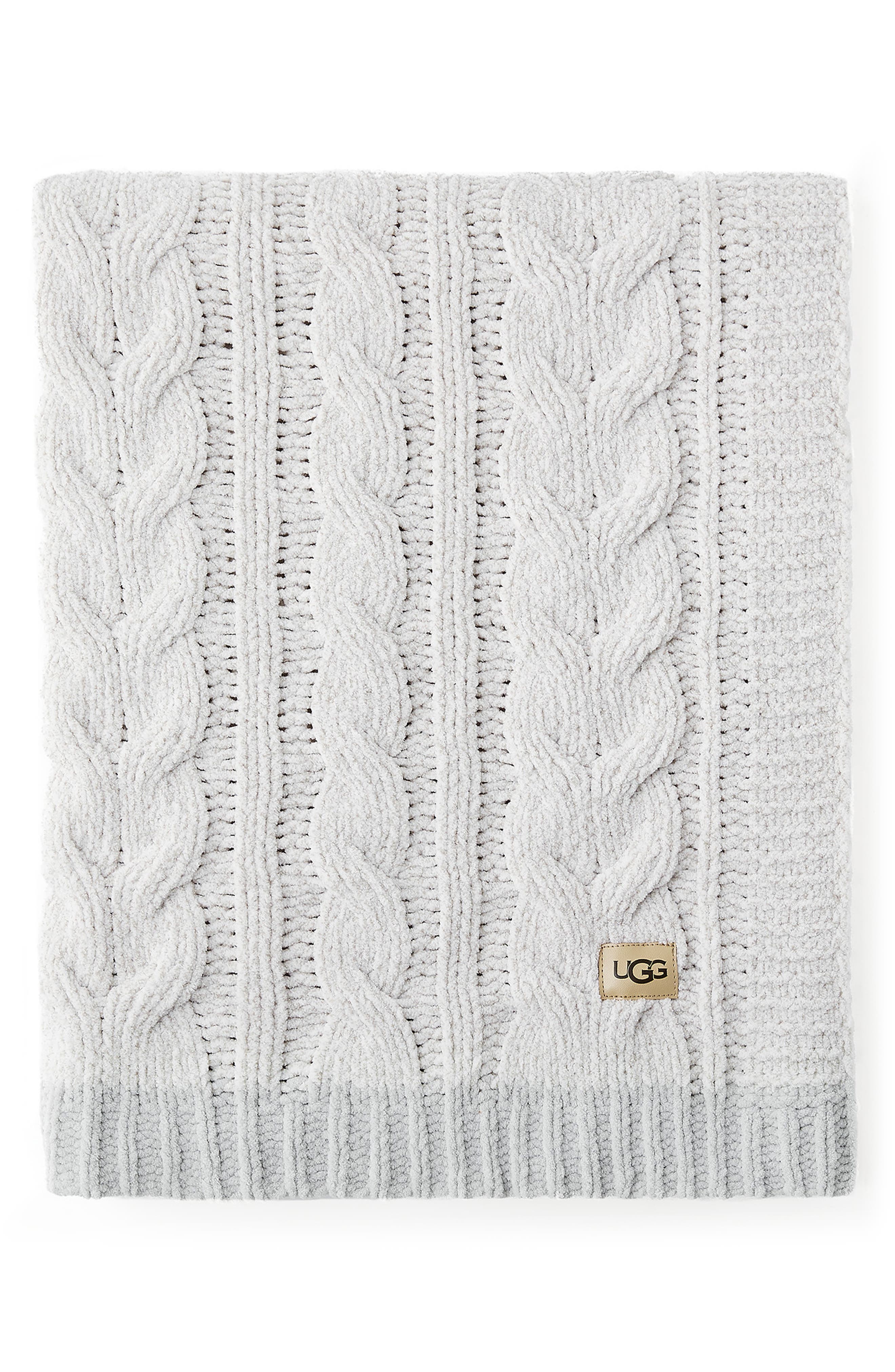 UGG(R) Brit Cable Chenille Throw Blanket in Stone