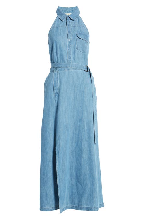 Shop Du Paradis Paros Belted Sleeveless Maxi Shirtdress In Vintage Denim