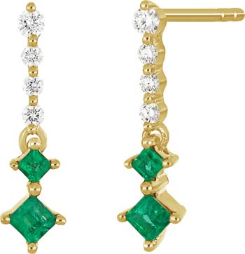 El Mar Emerald & Diamond Drop Earrings