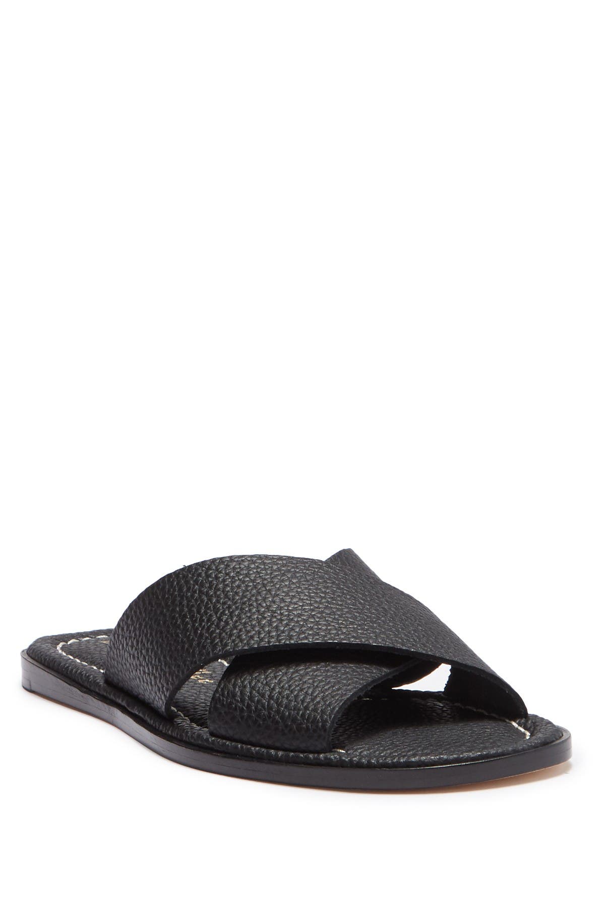 Bettye Muller Keen Crisscross Slide Leather Sandal In Black ModeSens