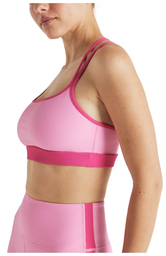 Shop Electric Yoga Color Block Rib Bra In Sachet Pink/pink Yarrow