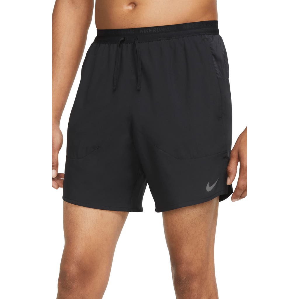 Nike Dri-fit Stride Unlined Running Shorts In Black/reflective Silver