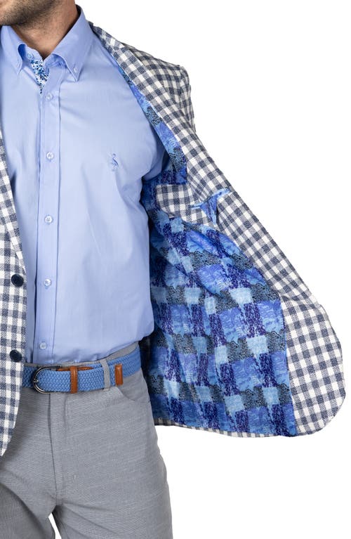 Tailorbyrd Textured Check Sport Coat In Ecru/navy