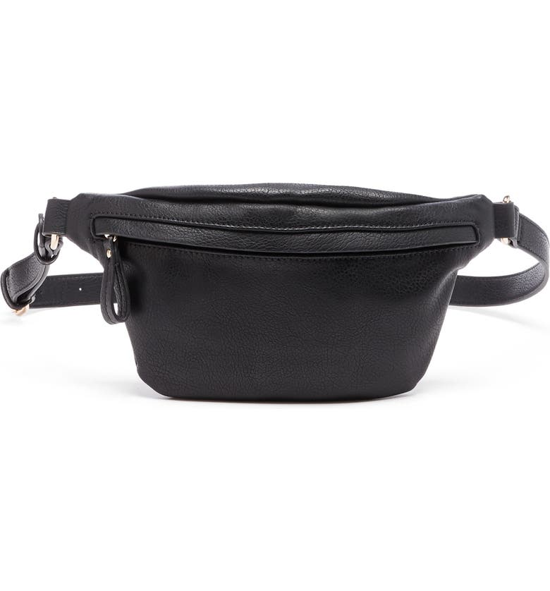 SOLE SOCIETY Lacie Faux Leather Belt Bag, Main, color, BLACK