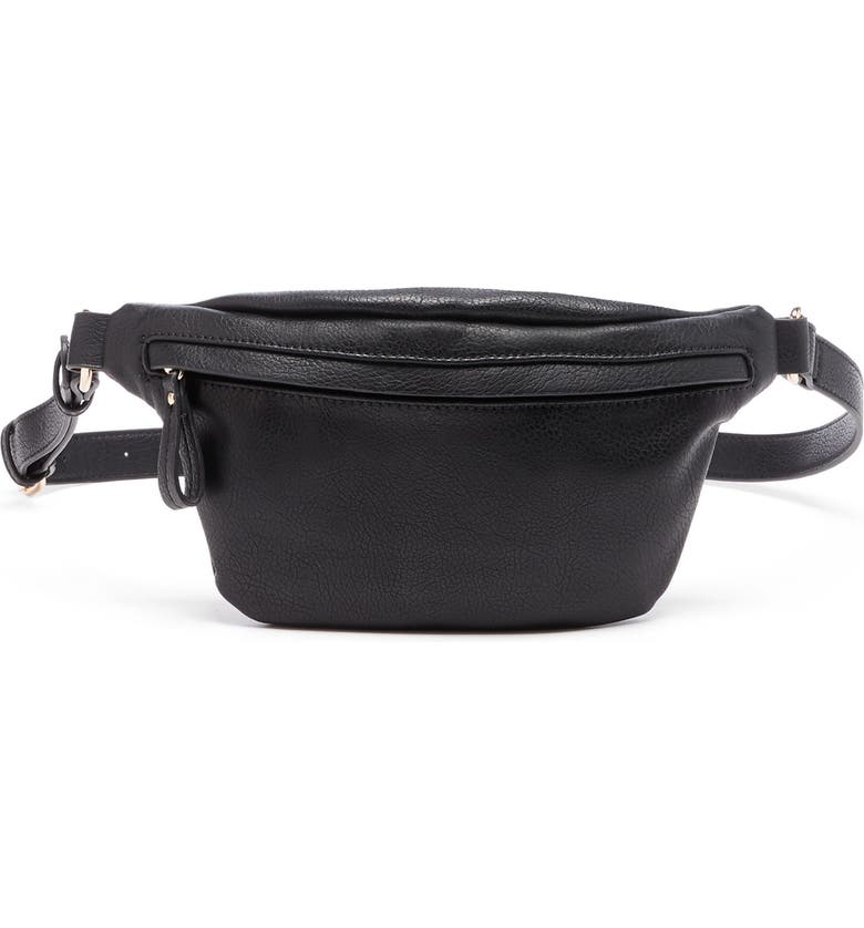 SOLE SOCIETY Lacie Faux Leather Belt Bag, Main, color, BLACK