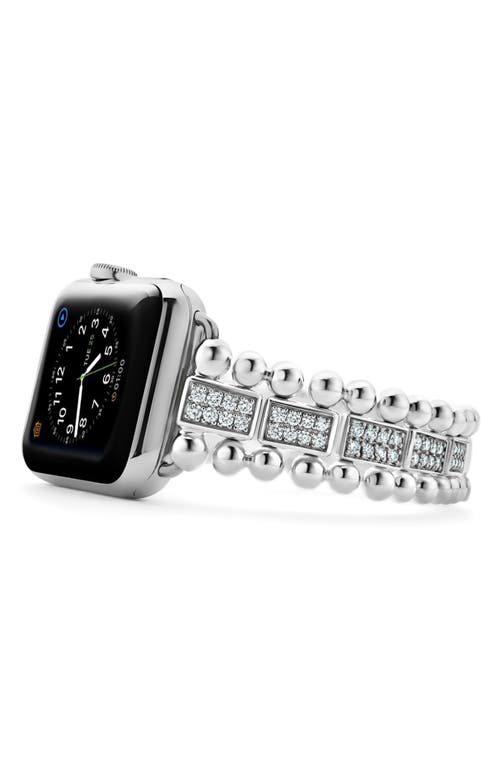 Lagos Smart Caviar Sterling Silver & Diamond Apple Watch® Watchband In Silver/diamond