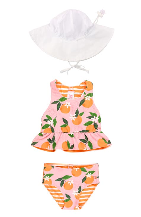 Reversible Tankini Two-Piece Swimsuit & Hat Set (Baby)