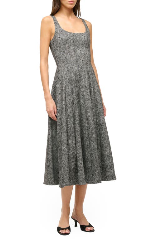 Shop Staud Wells Fit & Flare Midi Dress In Textured Herringbone