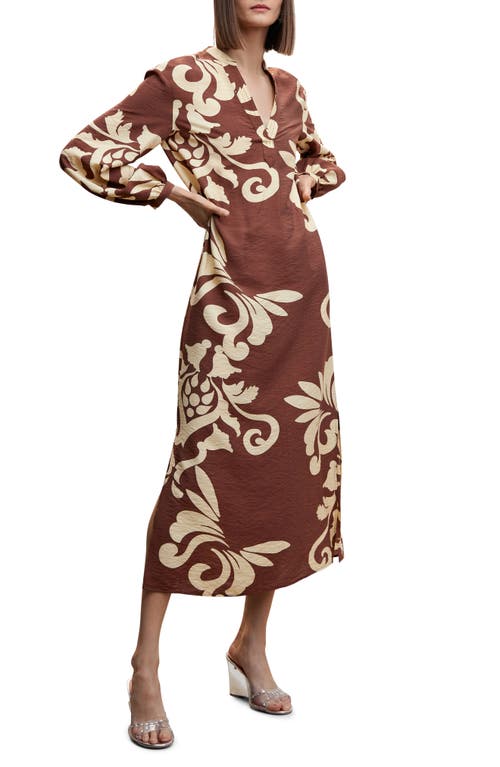 MANGO Long Sleeve Dress in Brown