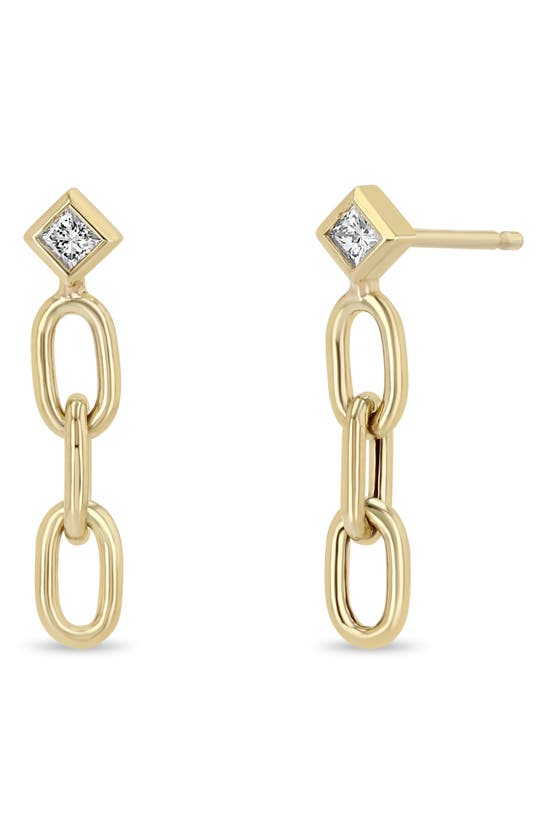 Zoë Chicco Diamond Chain Drop Earrings In Gold