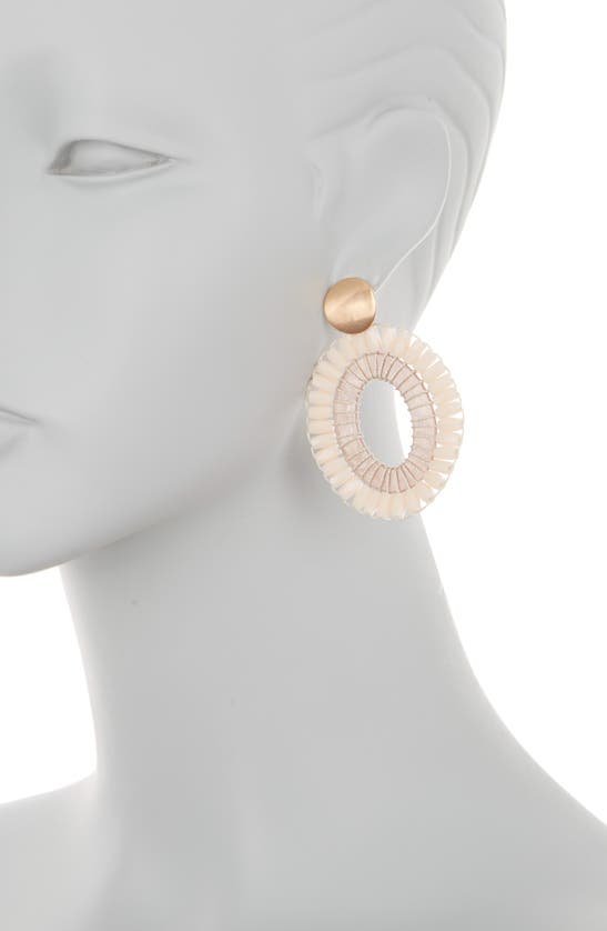Shop Tasha Beaded Drop Hoop Earrings In Beige