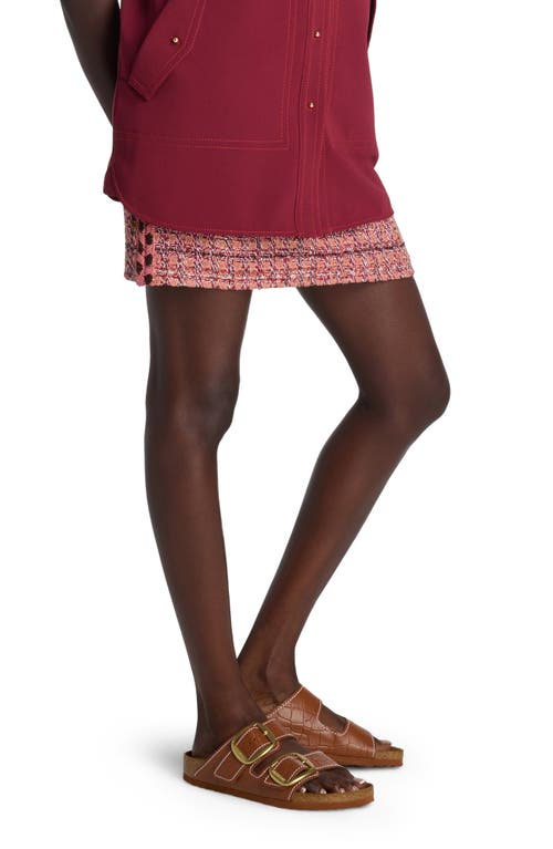 St John St. John Evening Tweed Miniskirt In Cranberry/ecru/brick Multi