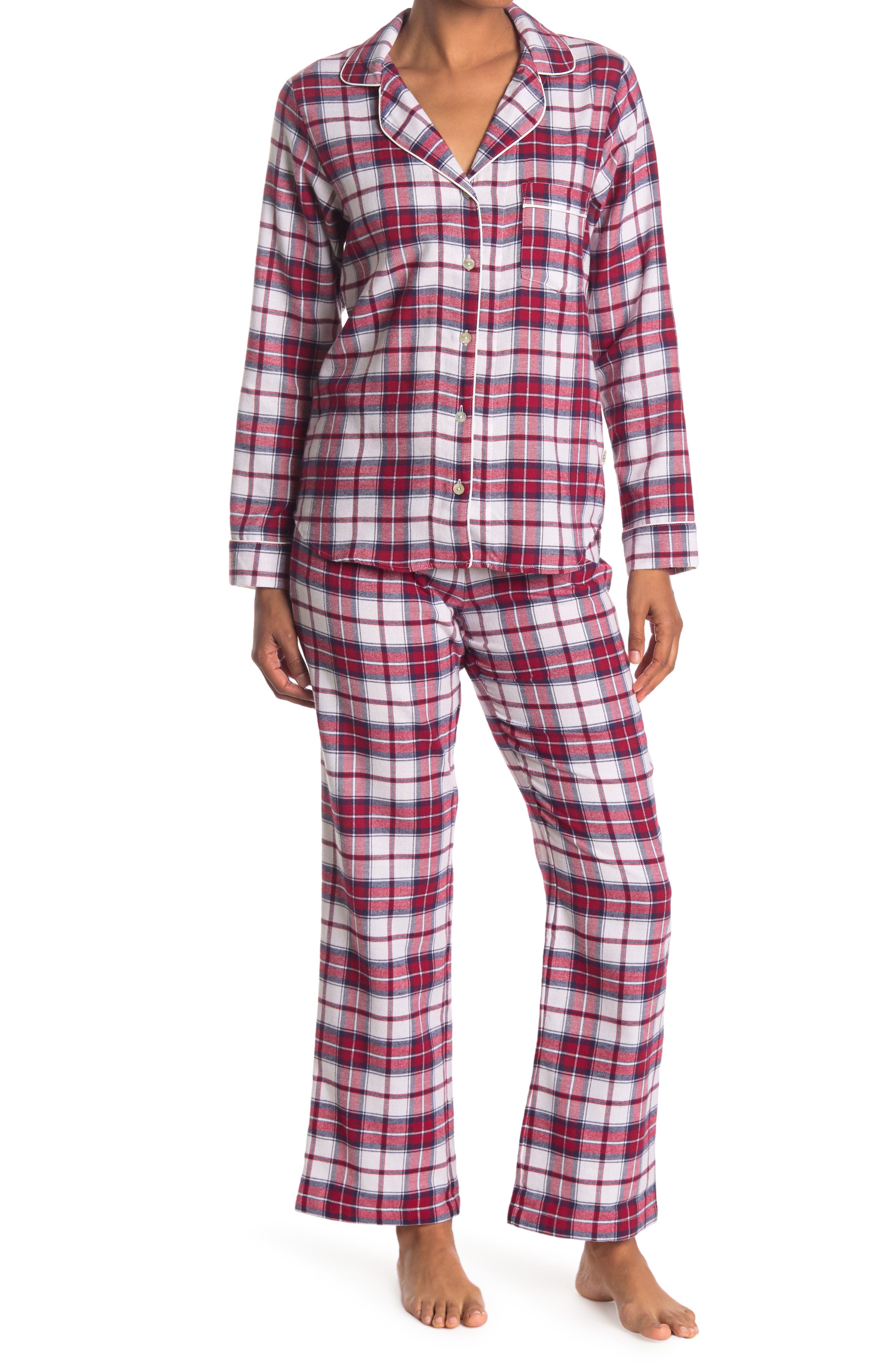 Ugg Raven Plaid Flannel Pajama 2-piece Set In Red