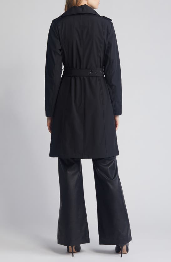 Shop Bcbgmaxazria Oversize Collar Belted Water Resistant Coat In Black