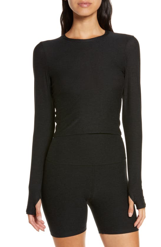 Beyond Yoga Classic Crew Pullover In Darkest Night