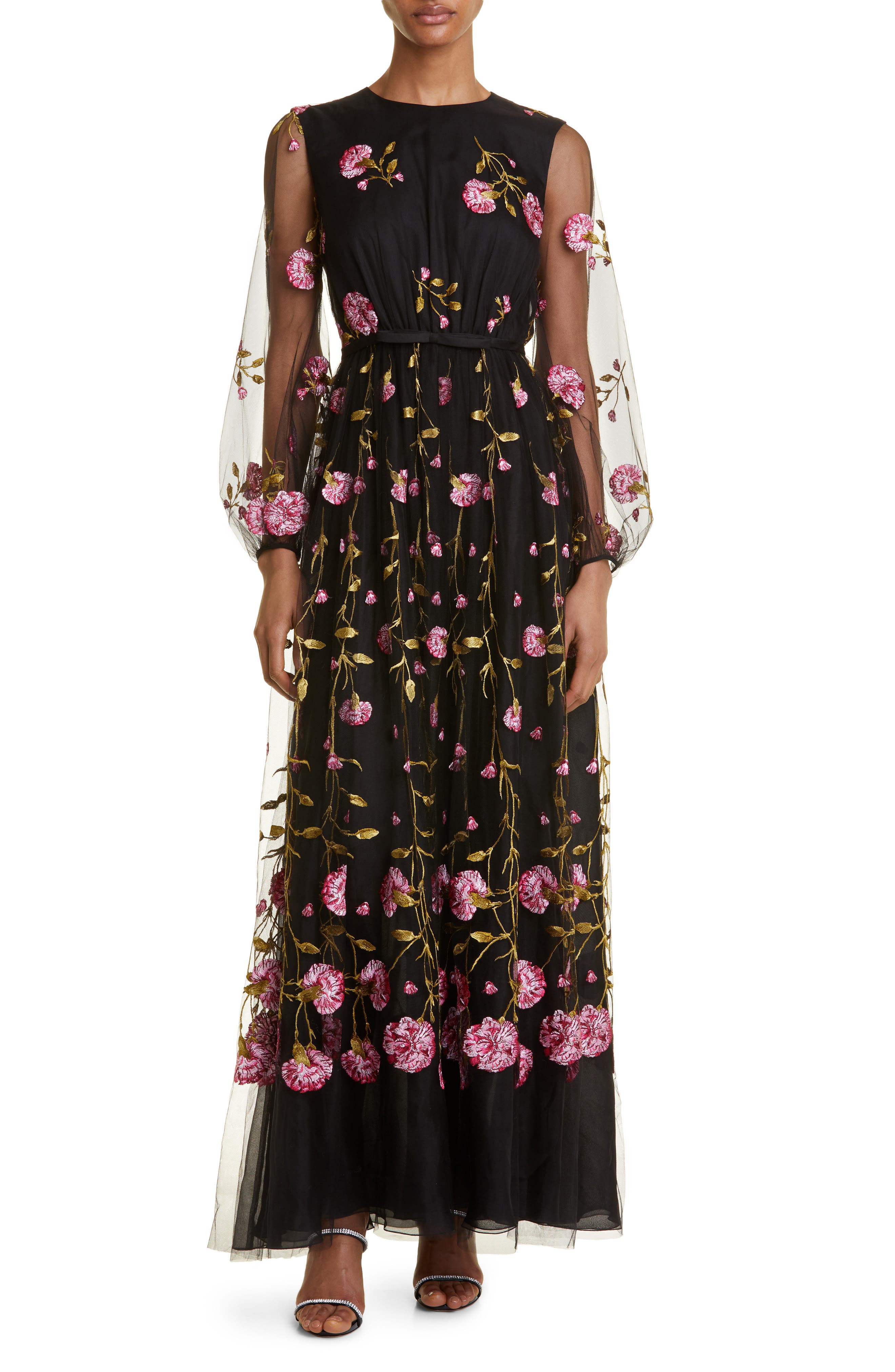 giambattista valli floral embroidered dress Giambattista Valli Floral-embroidered Tulle Dress