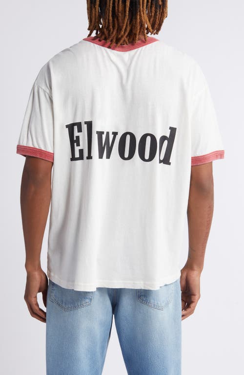 Shop Elwood Ringer Graphic T-shirt In Pearl/fire