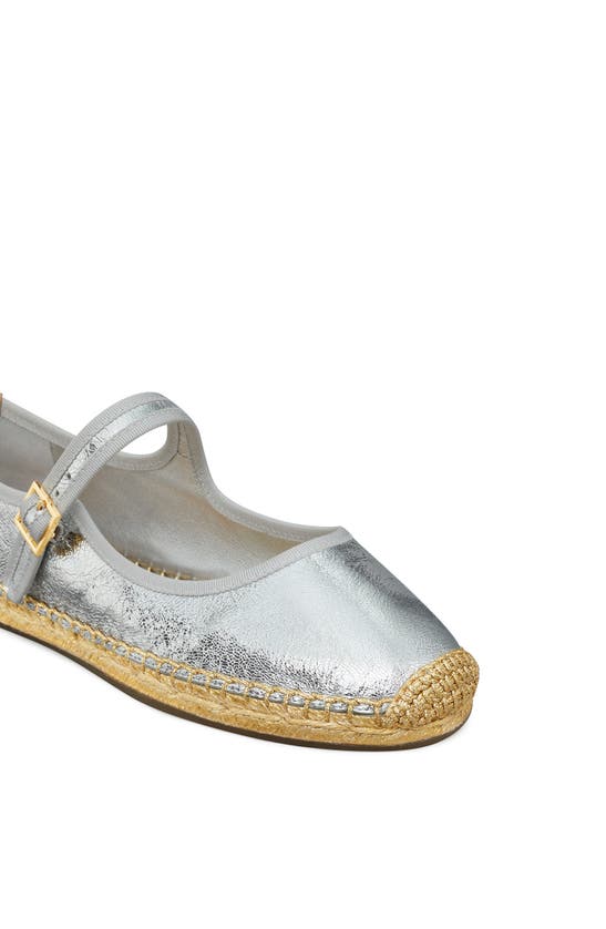 Shop Tory Burch Mary Jane Espadrille Flat In Silver / Gray / Naturale