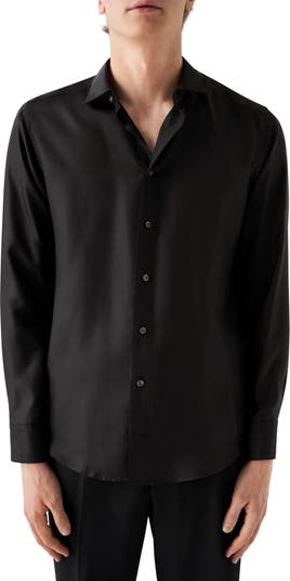 Black 3D Print Silk Twill Shirt - Eton